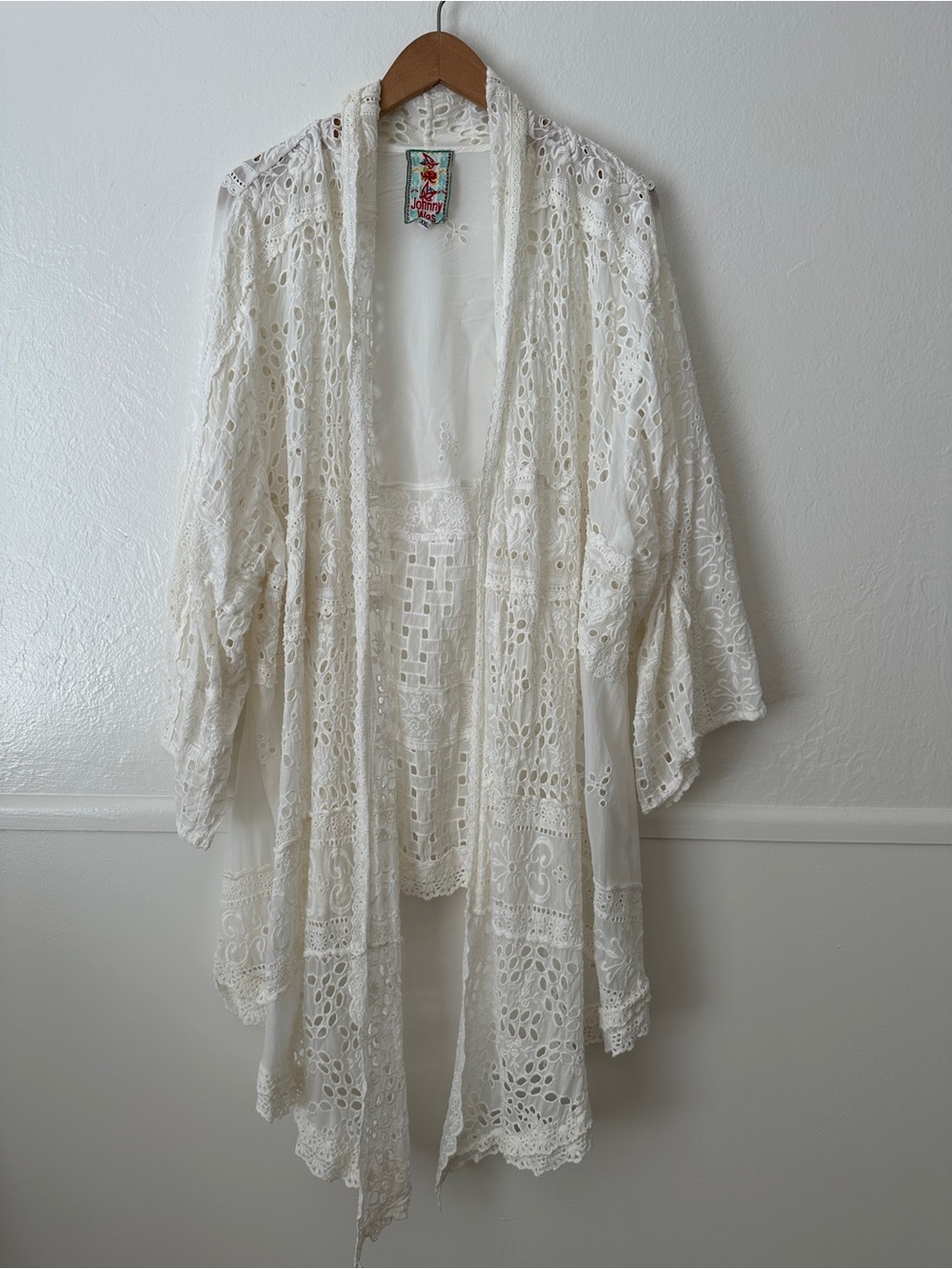 Johnny Was Open Front Eyelet Embroidered White Cream Ragnhild Jacket XXL